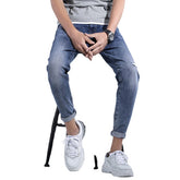 Slim Fit Stretchhose mit Löchern für Herren - Lange Länge